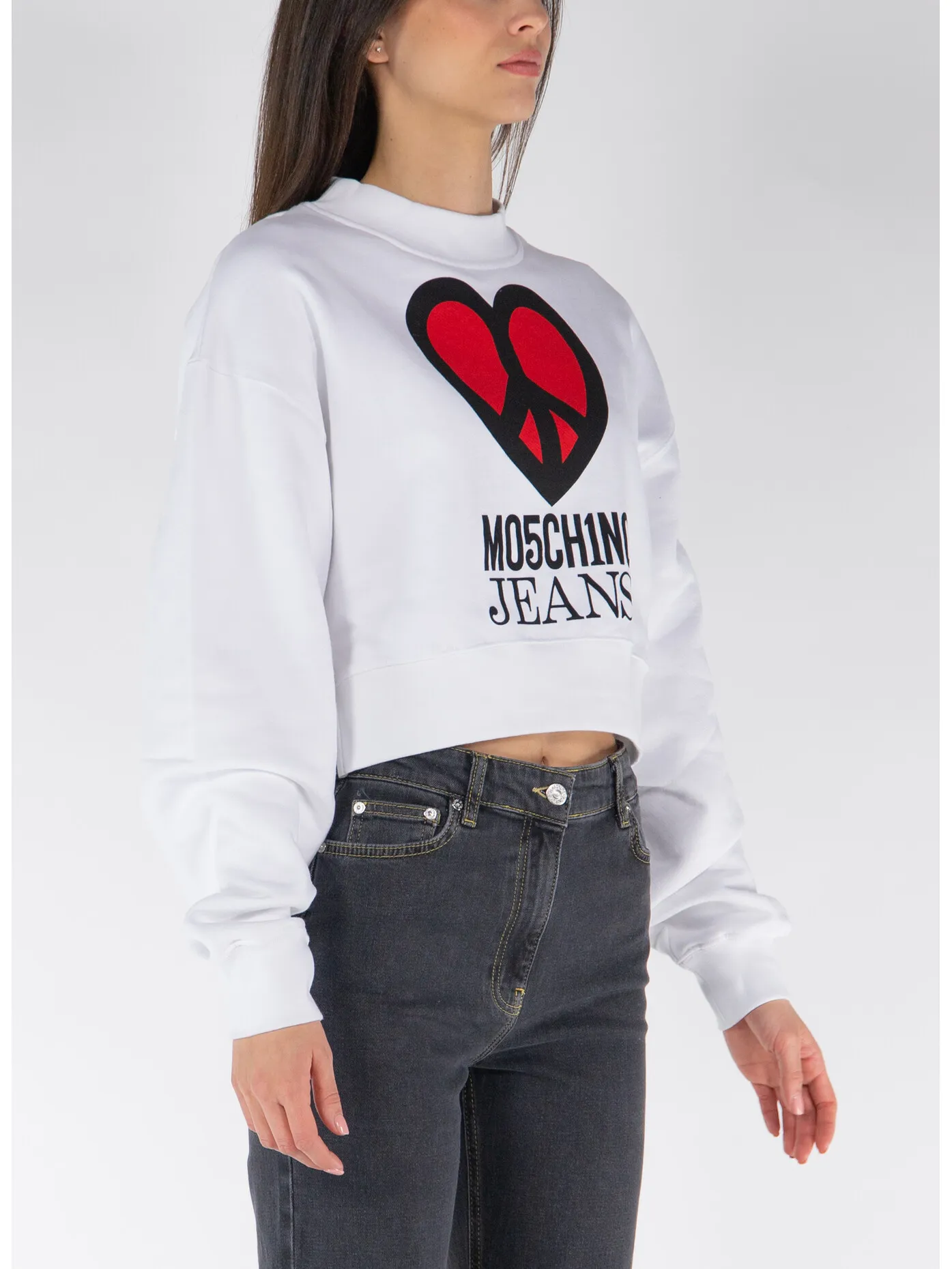     -MOSCHINO JEANS    -FELPA GIROCOLLO CROPPED-