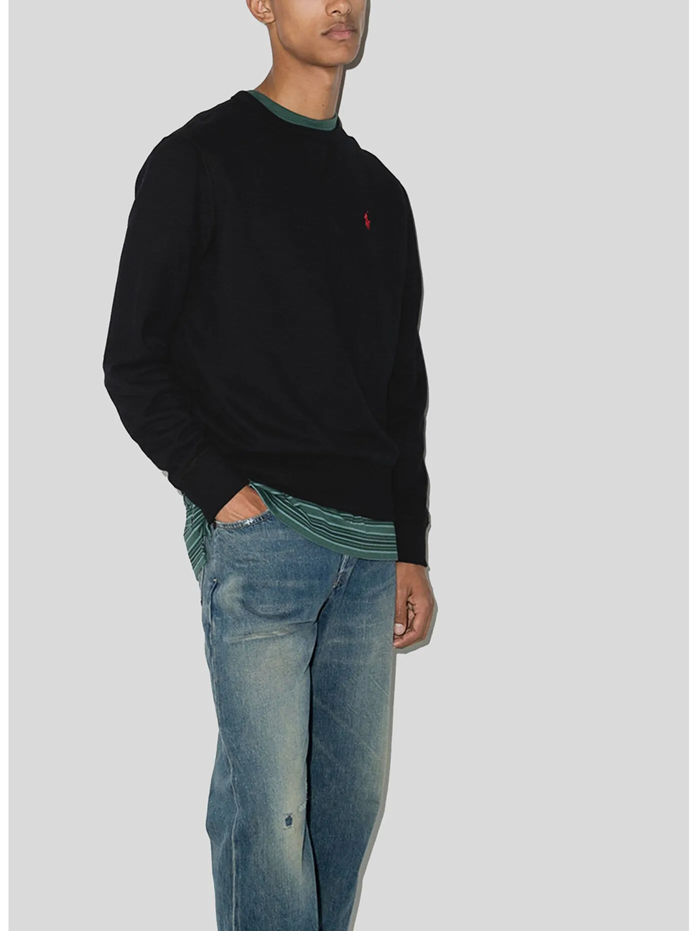     -POLO RALPH LAUREN    -FELPA GIROCOLLO CON LOGO RICAMATO-