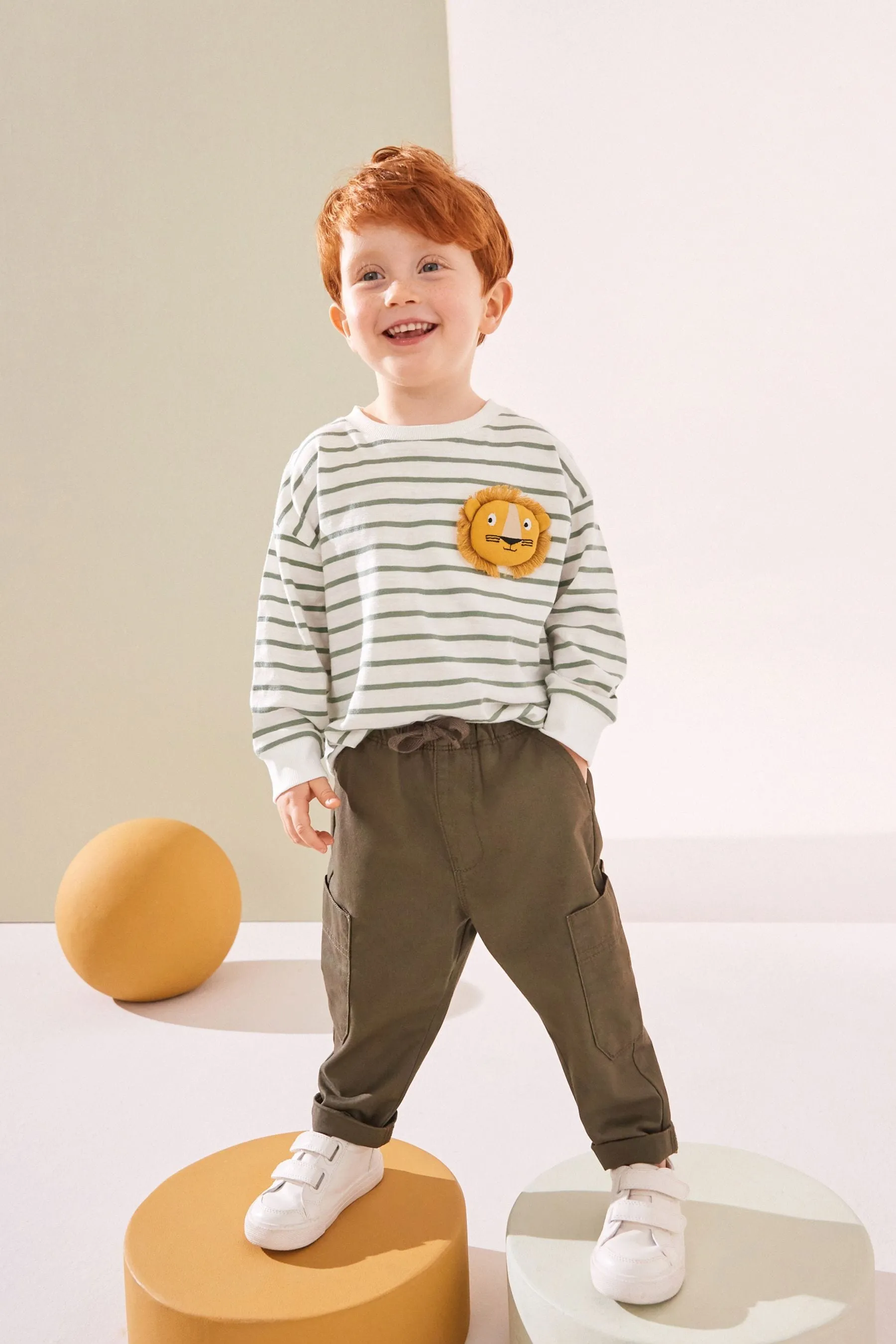 100% Cotton Long Sleeve Animal Print Character T-Shirts 3 Pack (3mths-7yrs)    