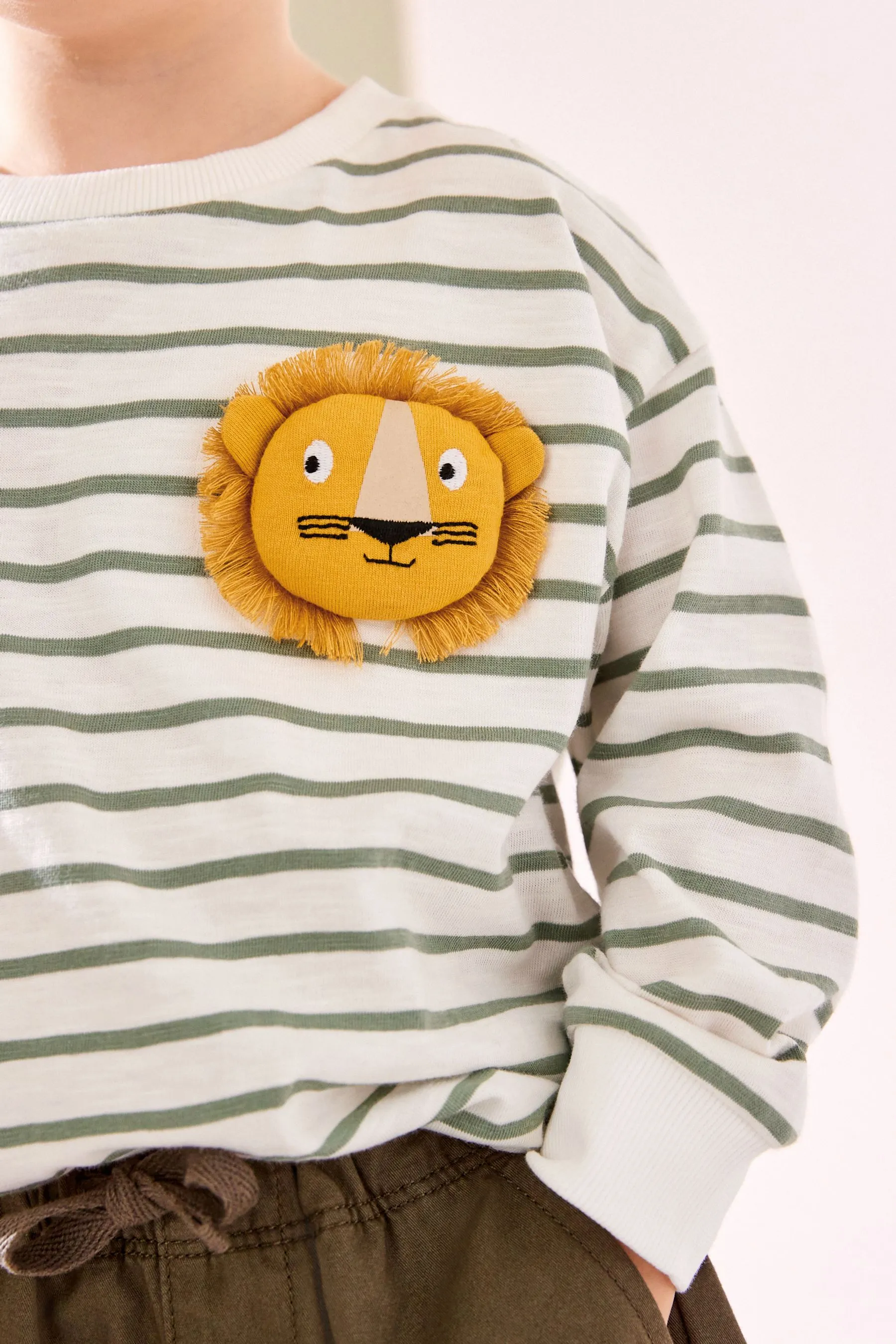 100% Cotton Long Sleeve Animal Print Character T-Shirts 3 Pack (3mths-7yrs)    