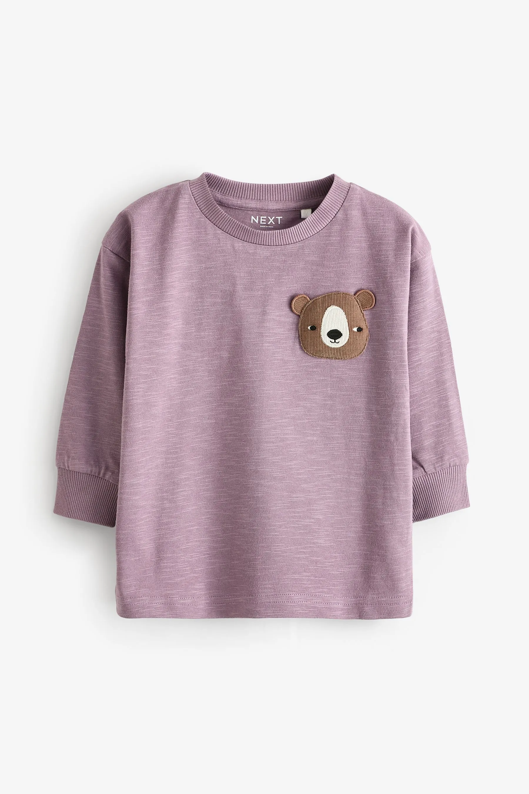 100% Cotton Long Sleeve Animal Print Character T-Shirts 3 Pack (3mths-7yrs)    