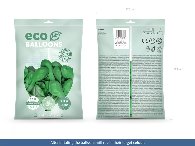 100 palloncini pastello eco verde 30cm