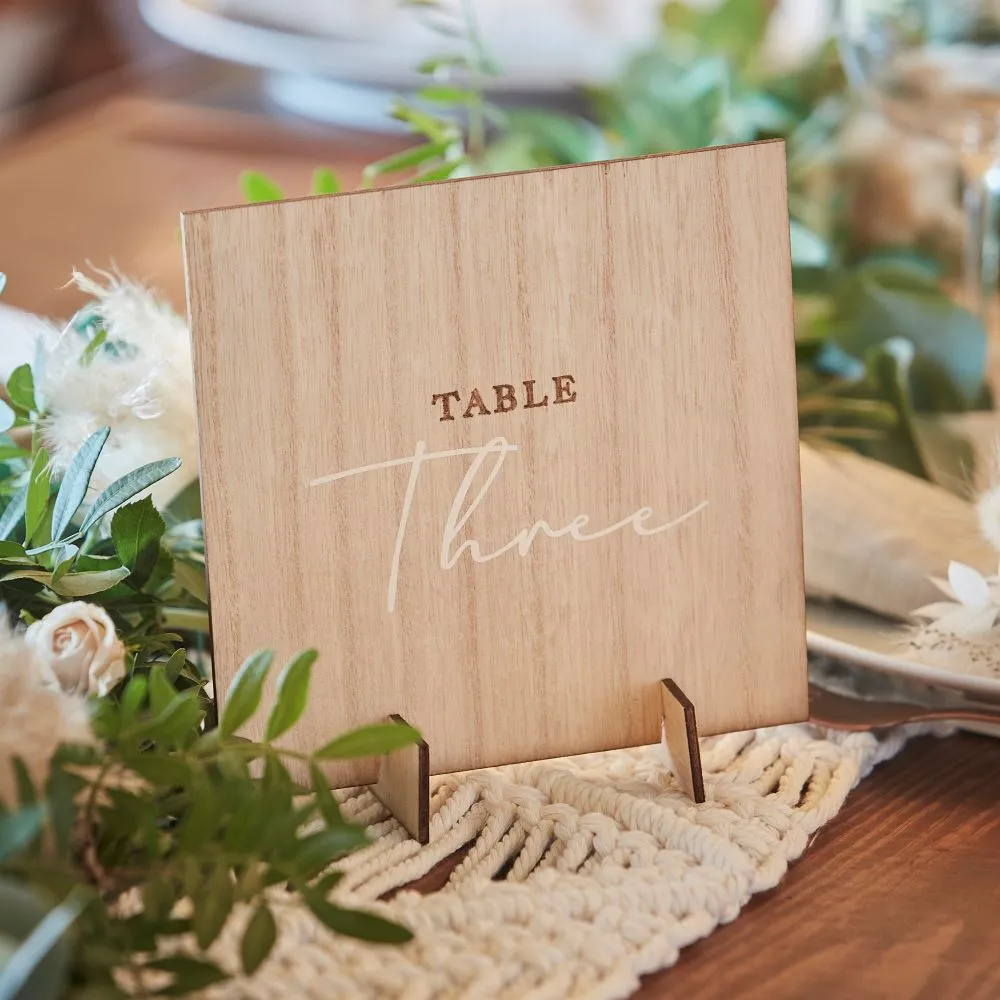 12 numeri di tavolo per matrimoni in legno