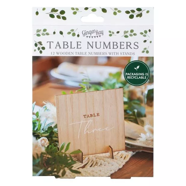 12 numeri di tavolo per matrimoni in legno