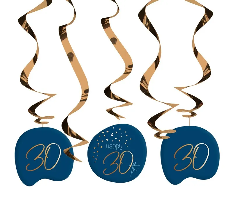 5 spirali 30° compleanno blu e oro