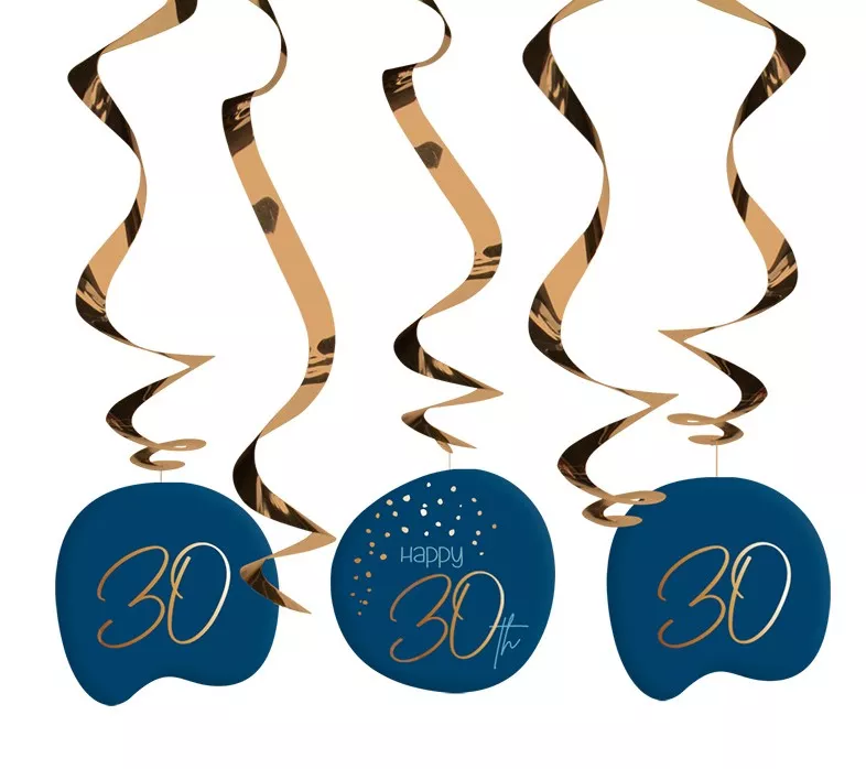5 spirali 30° compleanno blu e oro