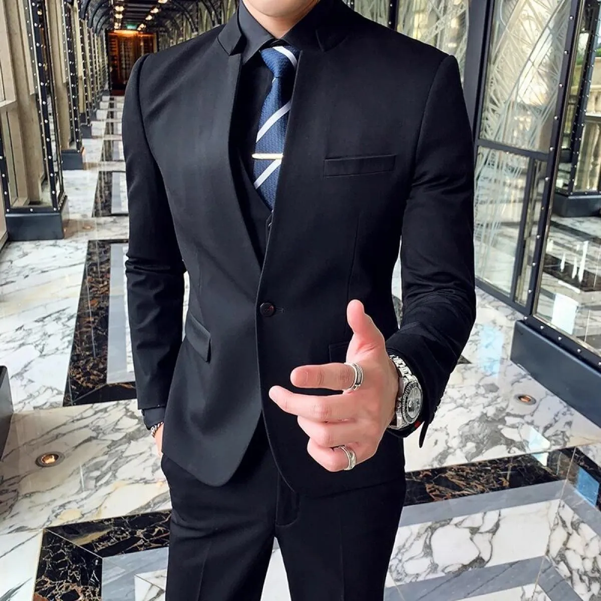 Abiti Blazer Giacca Pantaloni Monopetto Abiti in 3 pezzi Colletto da uomo Uno