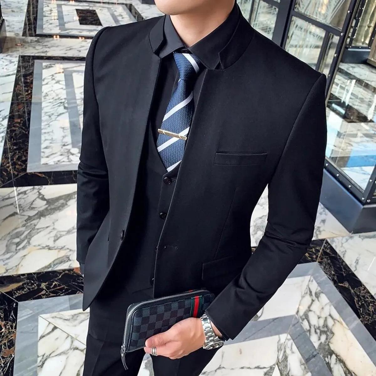 Abiti Blazer Giacca Pantaloni Monopetto Abiti in 3 pezzi Colletto da uomo Uno