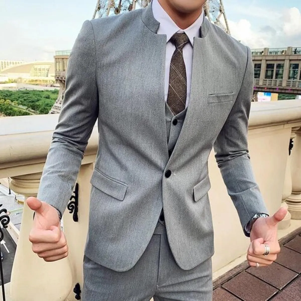 Abiti Blazer Giacca Pantaloni Monopetto Abiti in 3 pezzi Colletto da uomo Uno