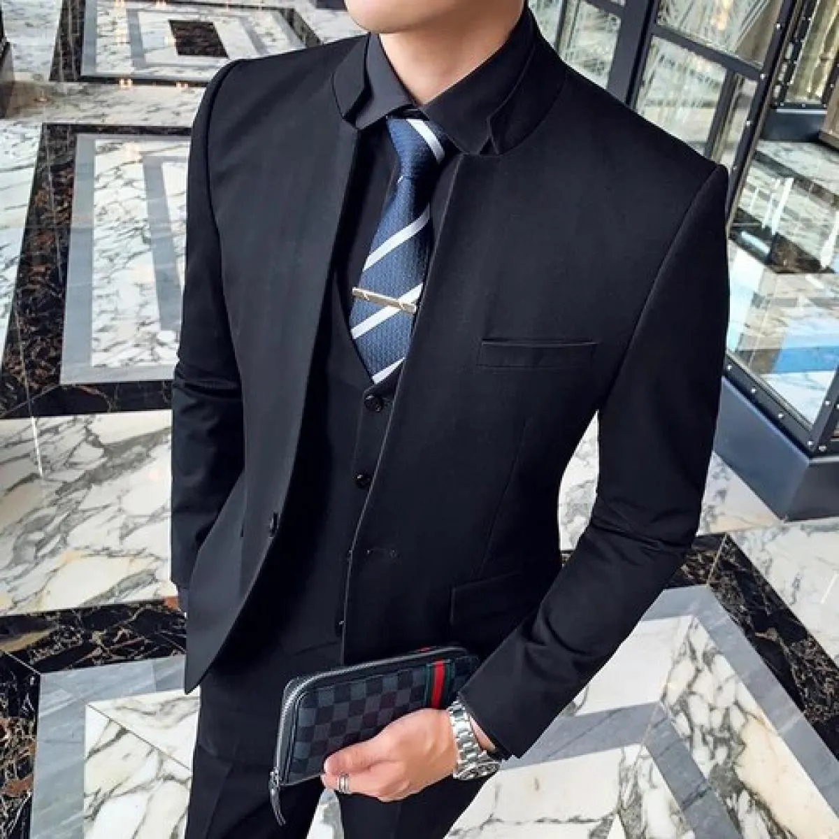Abiti Blazer Giacca Pantaloni Monopetto Abiti in 3 pezzi Colletto da uomo Uno