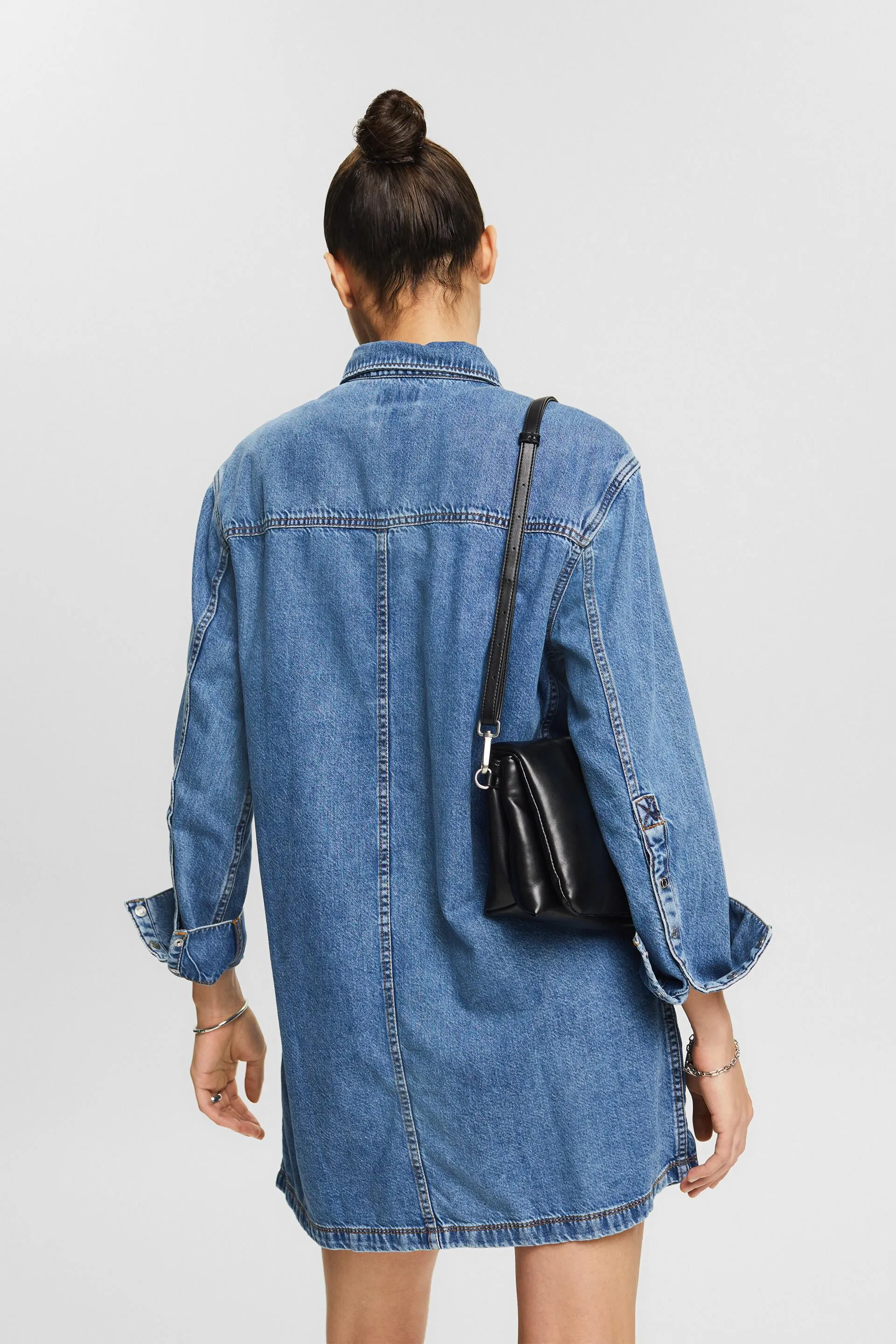 Abito mini a camicia in denim