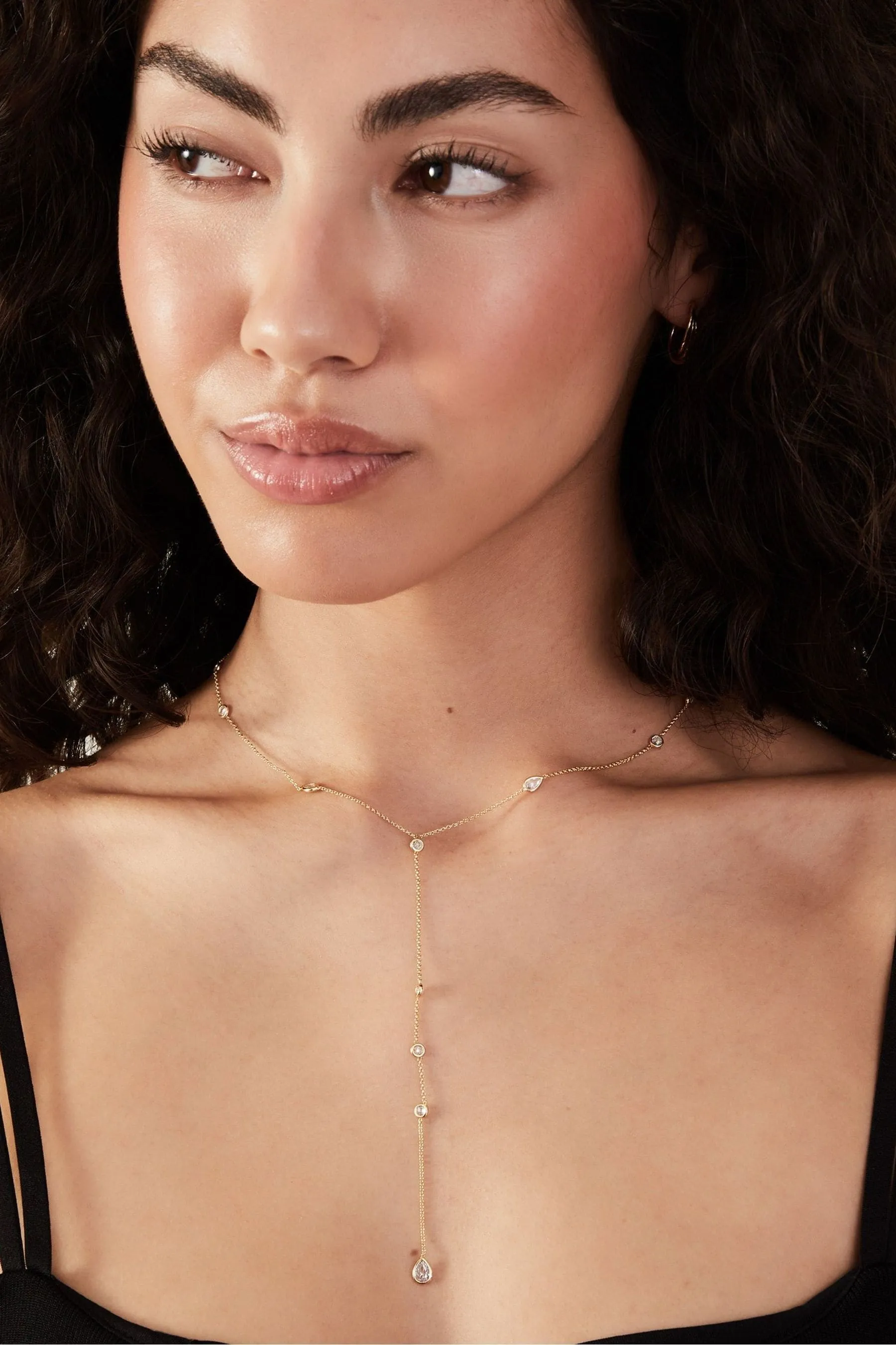 Accessorize - Collana placcata 14ct con catena a Y e pera