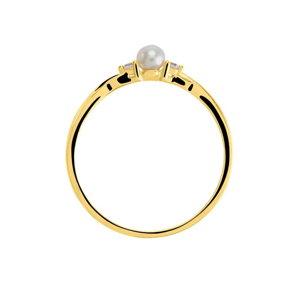 Anello Solitario Gabrielle Oro Giallo 375/1000 Perla D'Acqua Dolce Bianco Cubic Zirconia Bianco 1424892
