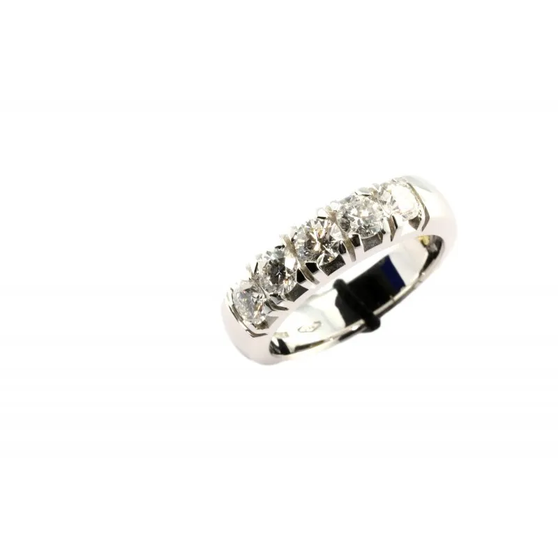 anello veretta donna Recarlo 5 diamanti zd175 in oro 750 bianco con diamanti  
