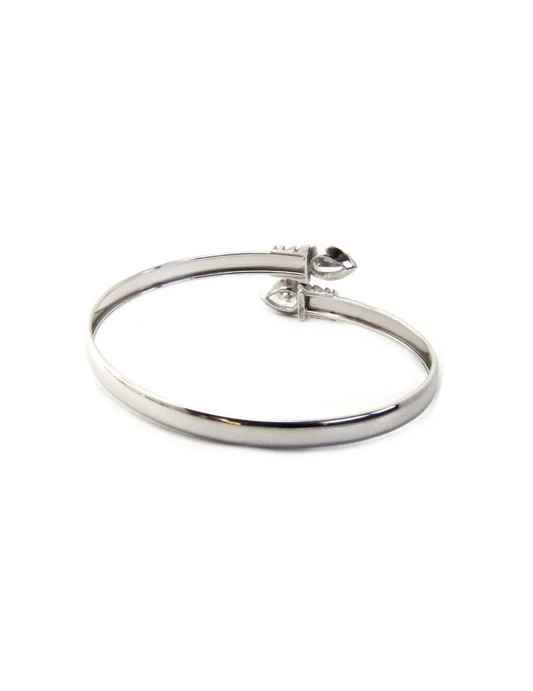 ARGENTO 925 : Bracciale donna schiava aperto contrarie' zircone bianco goccia 4 griffe