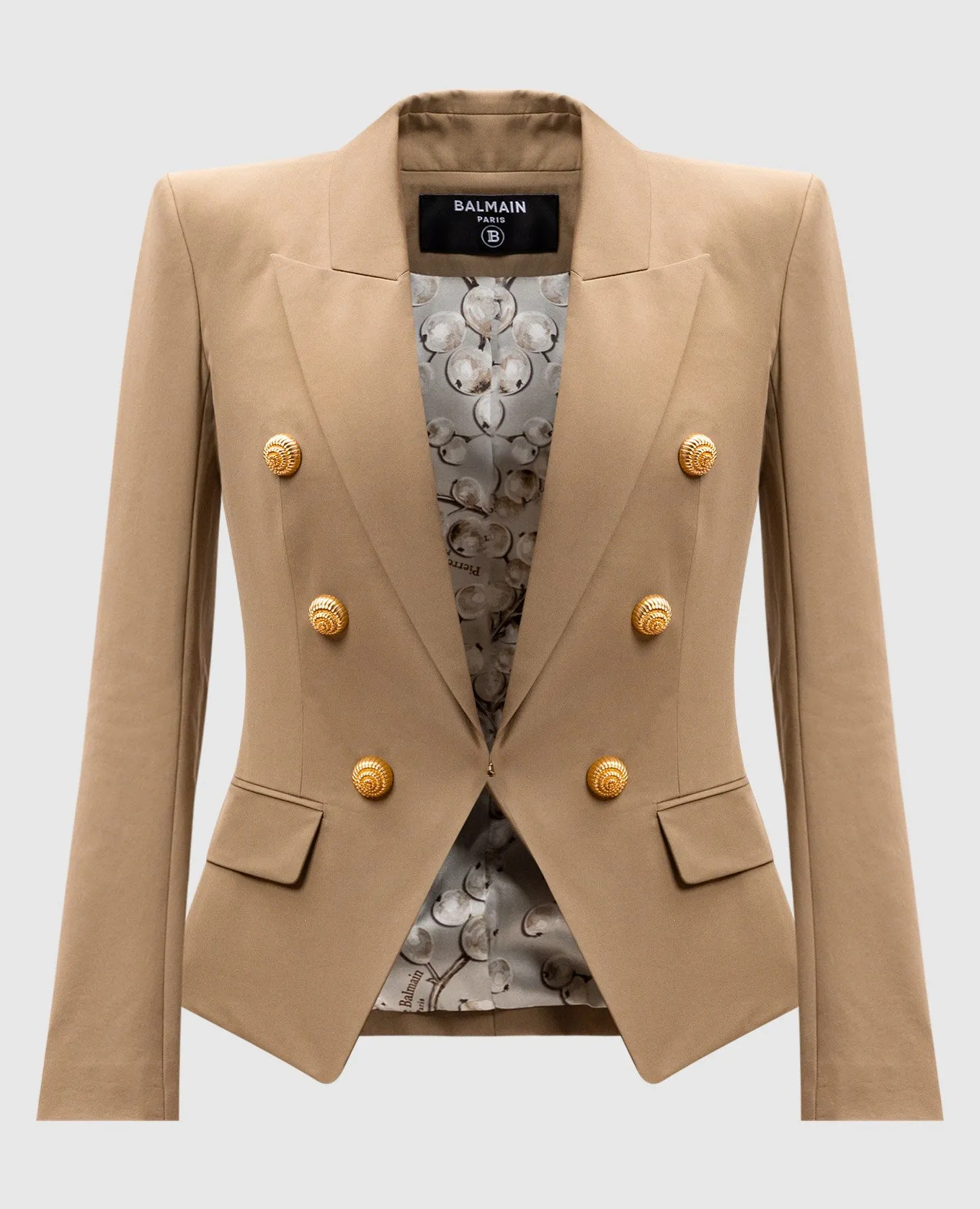 Balmain Giubbotto beige con rivetti logati DF0SM340CF47