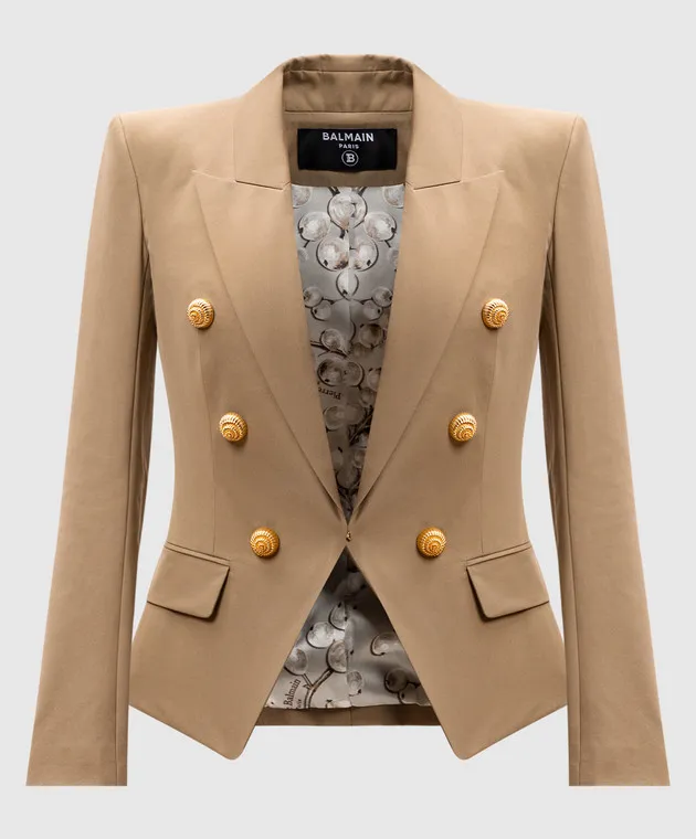 Balmain Giubbotto beige con rivetti logati DF0SM340CF47
