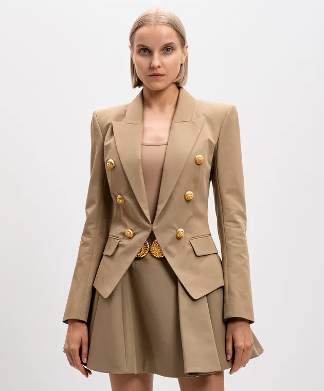 Balmain Giubbotto beige con rivetti logati DF0SM340CF47