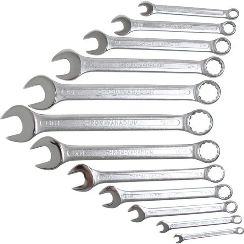 BGS 1195 serie 12 pezzi chiavi cromate combinate in pollici angolo 15°