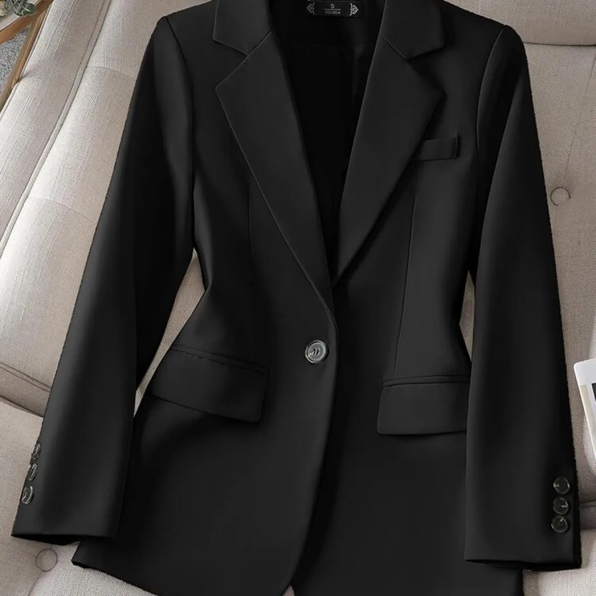 Blazer da donna casual autunno inverno da donna nero rosa albicocca manica lunga giacca dritta femminile blazer