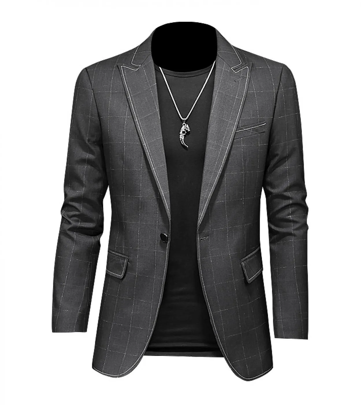Blazer da uomo di design di lusso Blazer casual slim fit Nuova giacca blazer scozzese autunno primavera 5xl Grigio scuro Hommes