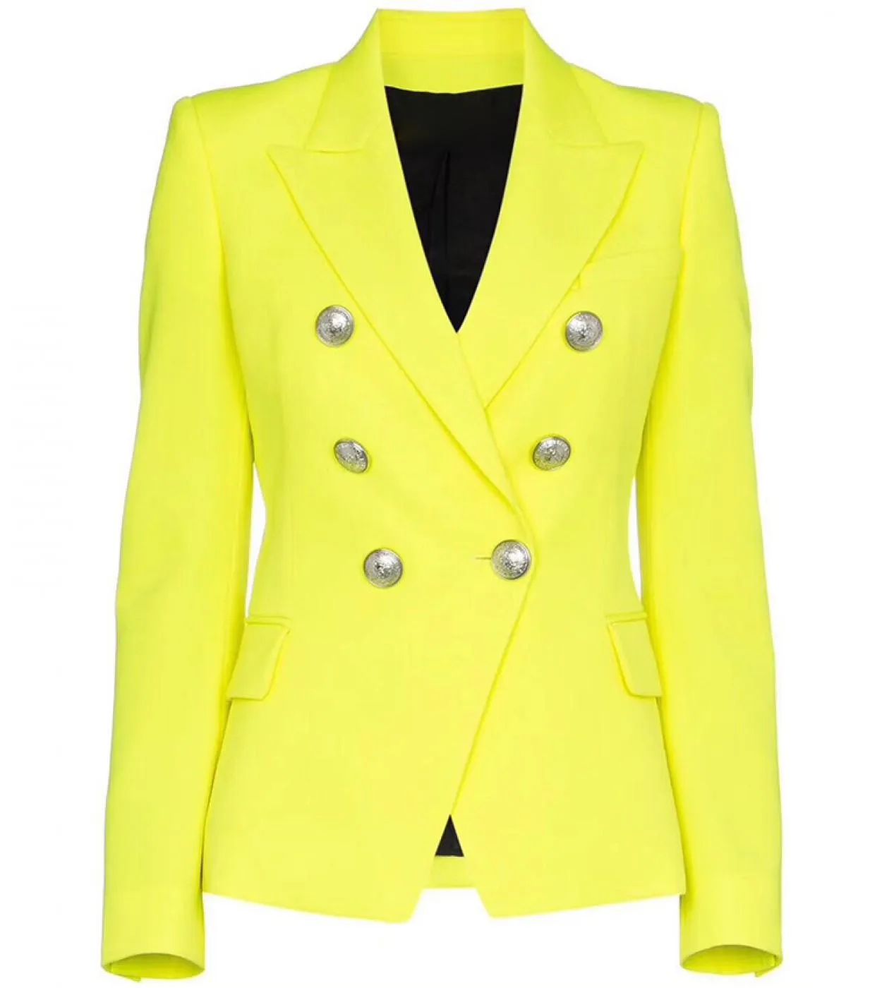 Blazer di alta qualità più nuovo stilista da donna con bottoni di leone doppio petto giacca blazer giallo fluorescente Bla
