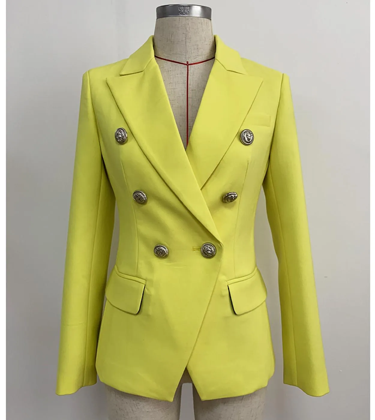 Blazer di alta qualità più nuovo stilista da donna con bottoni di leone doppio petto giacca blazer giallo fluorescente Bla