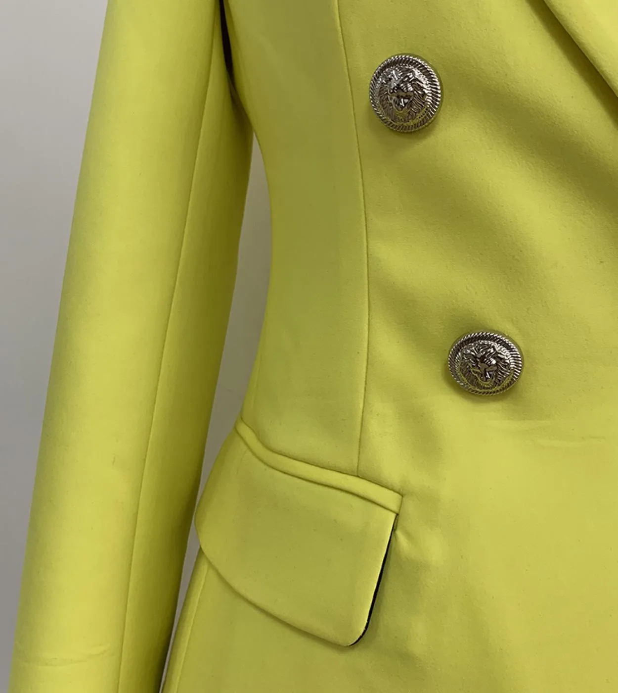 Blazer di alta qualità più nuovo stilista da donna con bottoni di leone doppio petto giacca blazer giallo fluorescente Bla