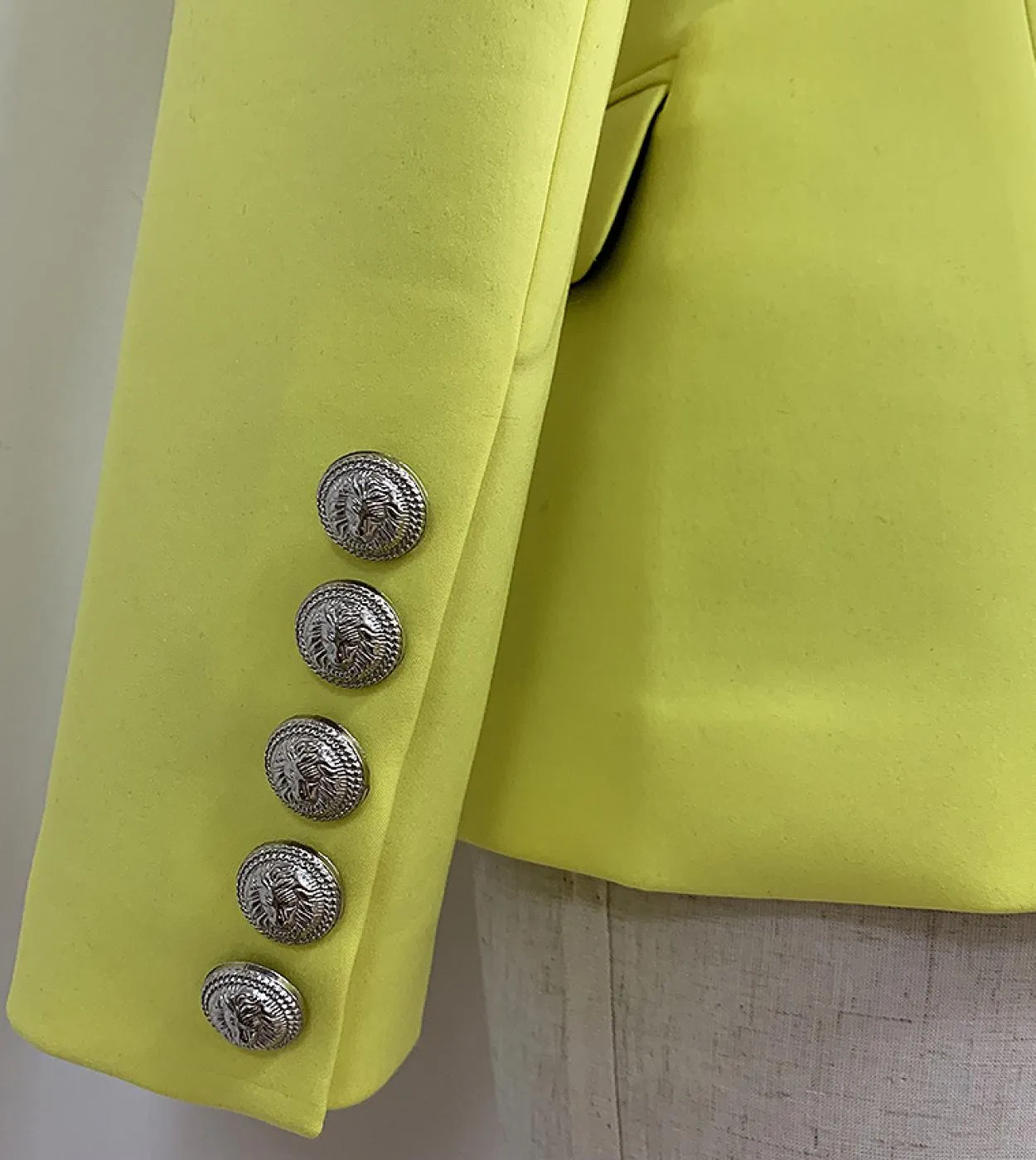 Blazer di alta qualità più nuovo stilista da donna con bottoni di leone doppio petto giacca blazer giallo fluorescente Bla