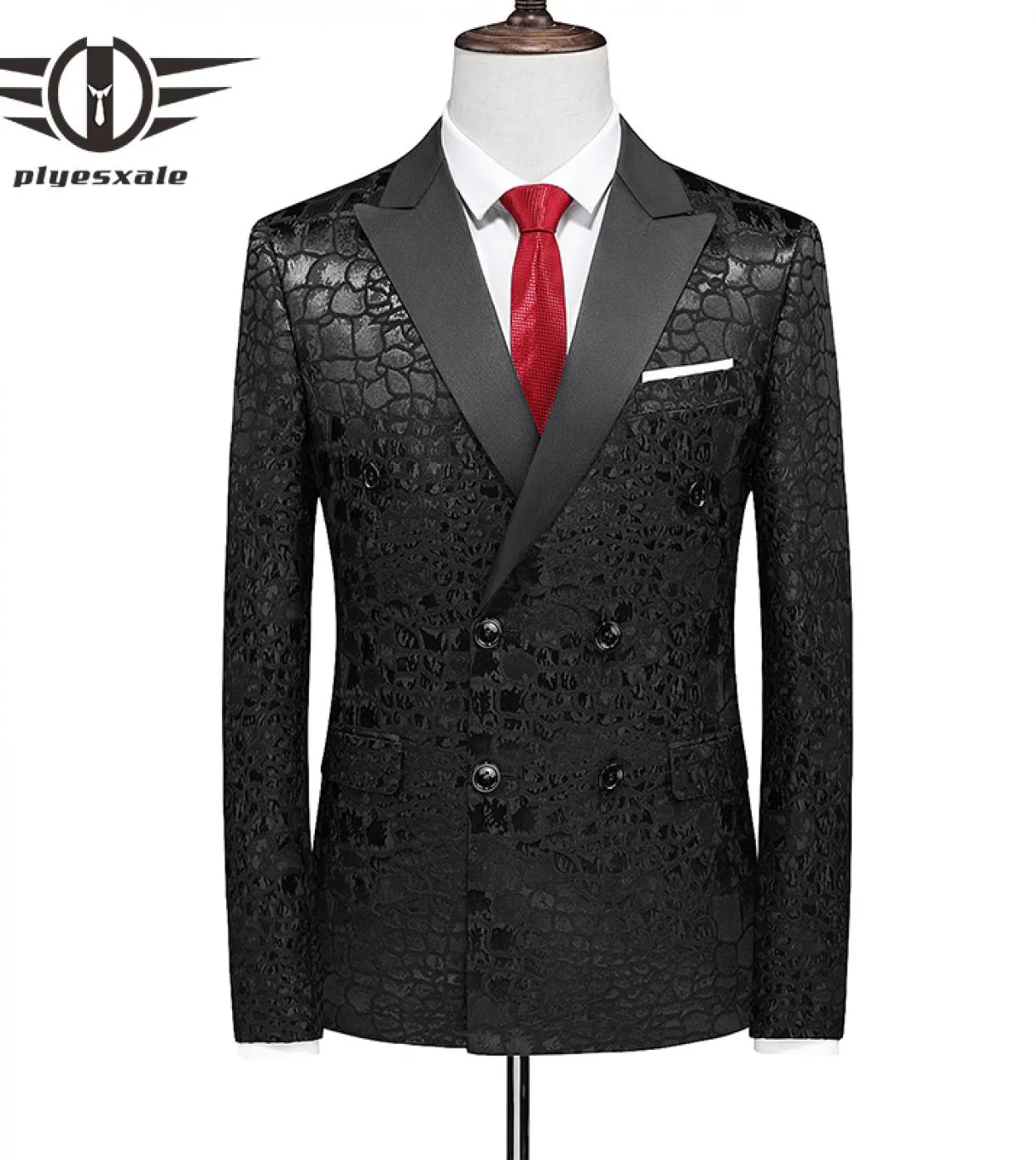 Blazer doppiopetto con collo a scialle da uomo Blazer nero a due spacchi aperti per uomo 6xl Giacca da abito elegante da ballo d