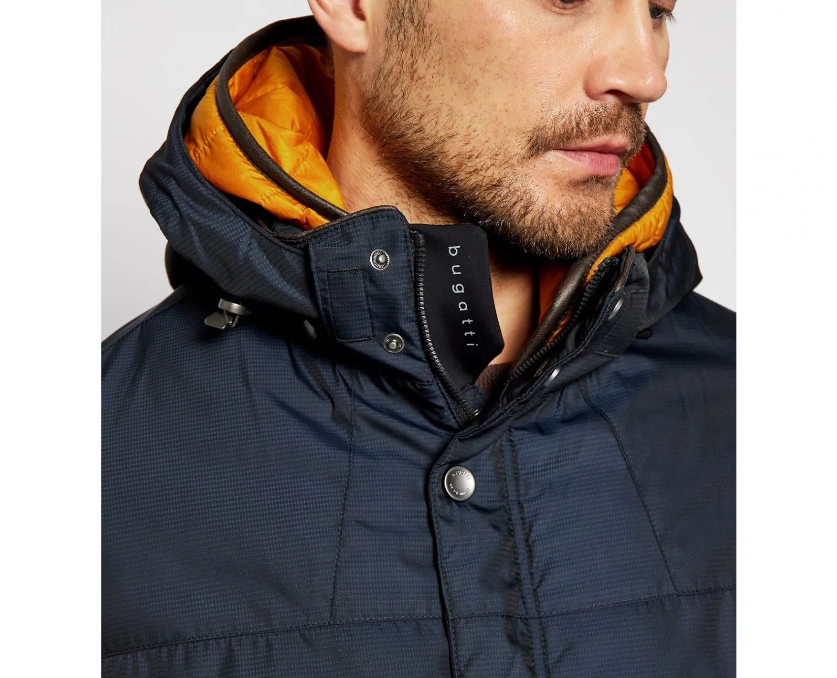 Blue parka bugatti with detachable hood modern fit