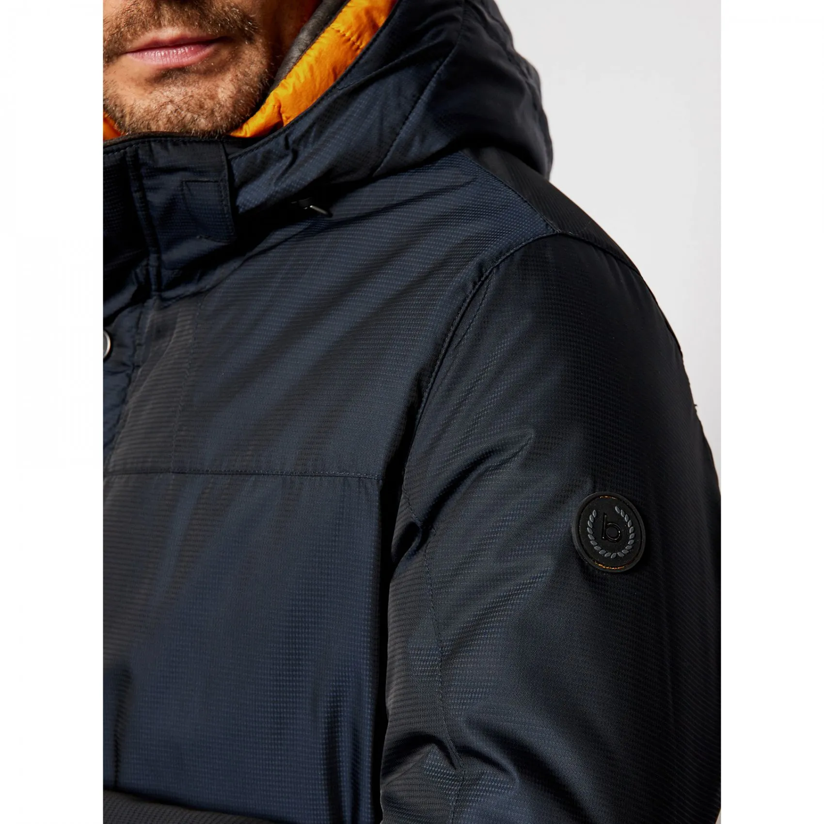 Blue parka bugatti with detachable hood modern fit
