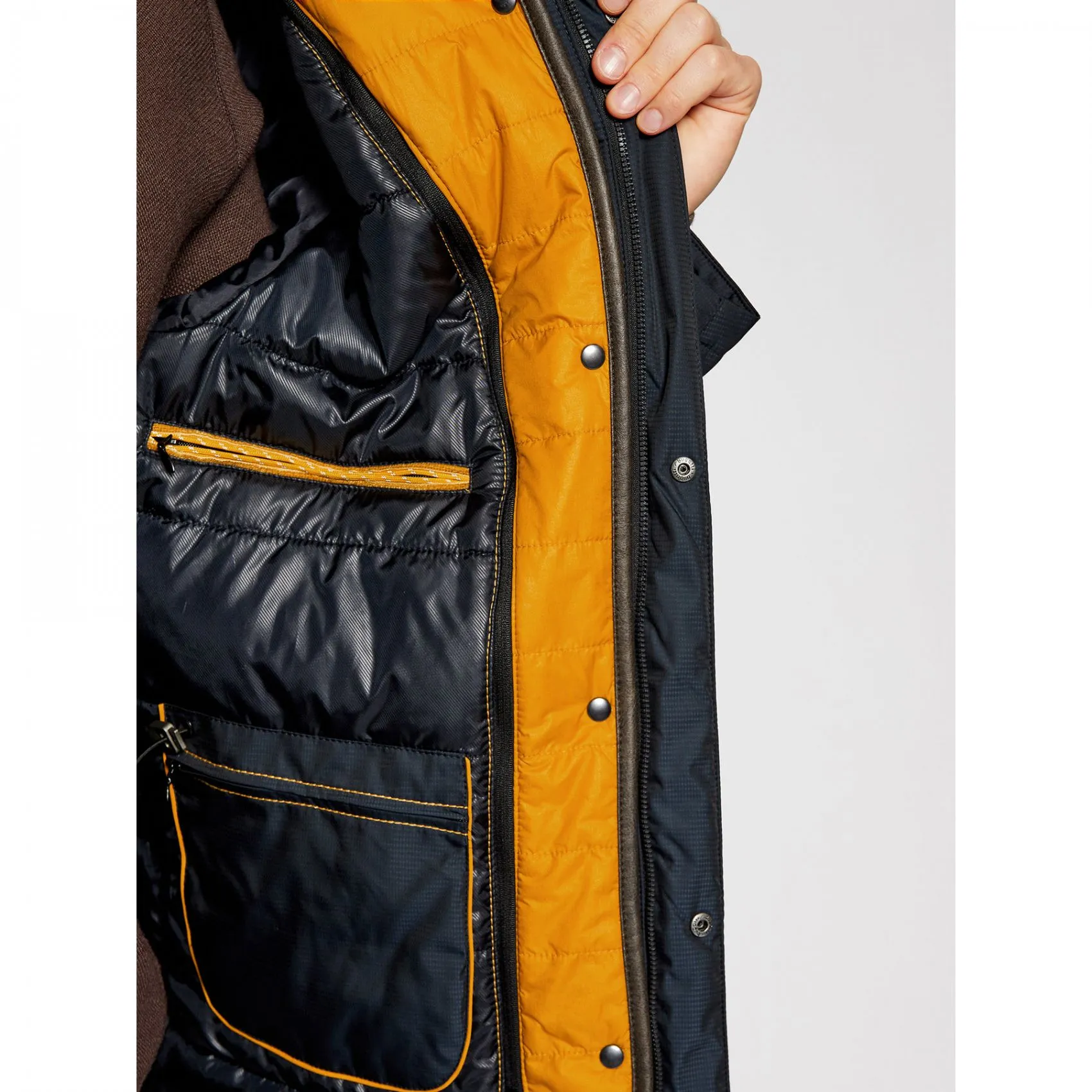 Blue parka bugatti with detachable hood modern fit