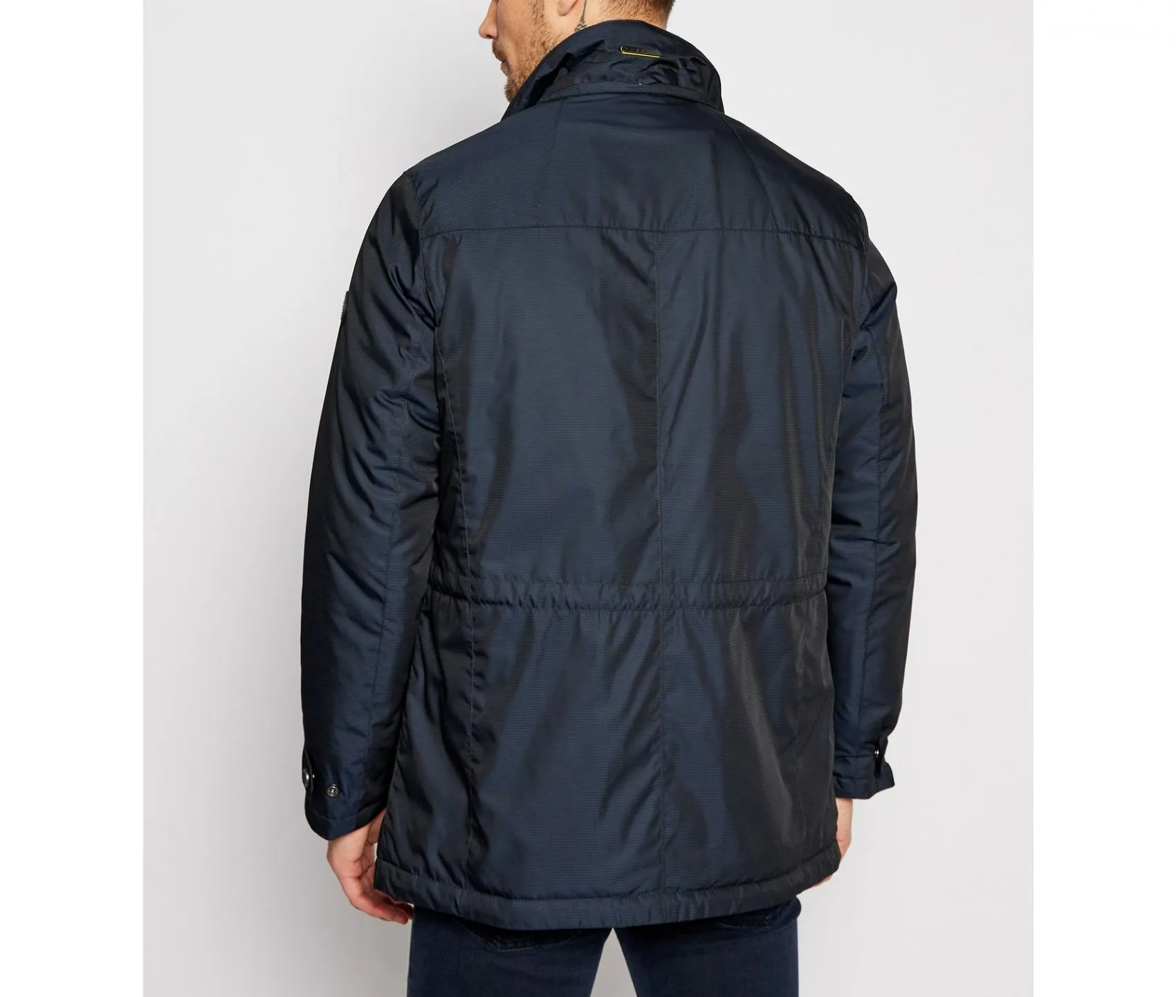 Blue parka bugatti with detachable hood modern fit