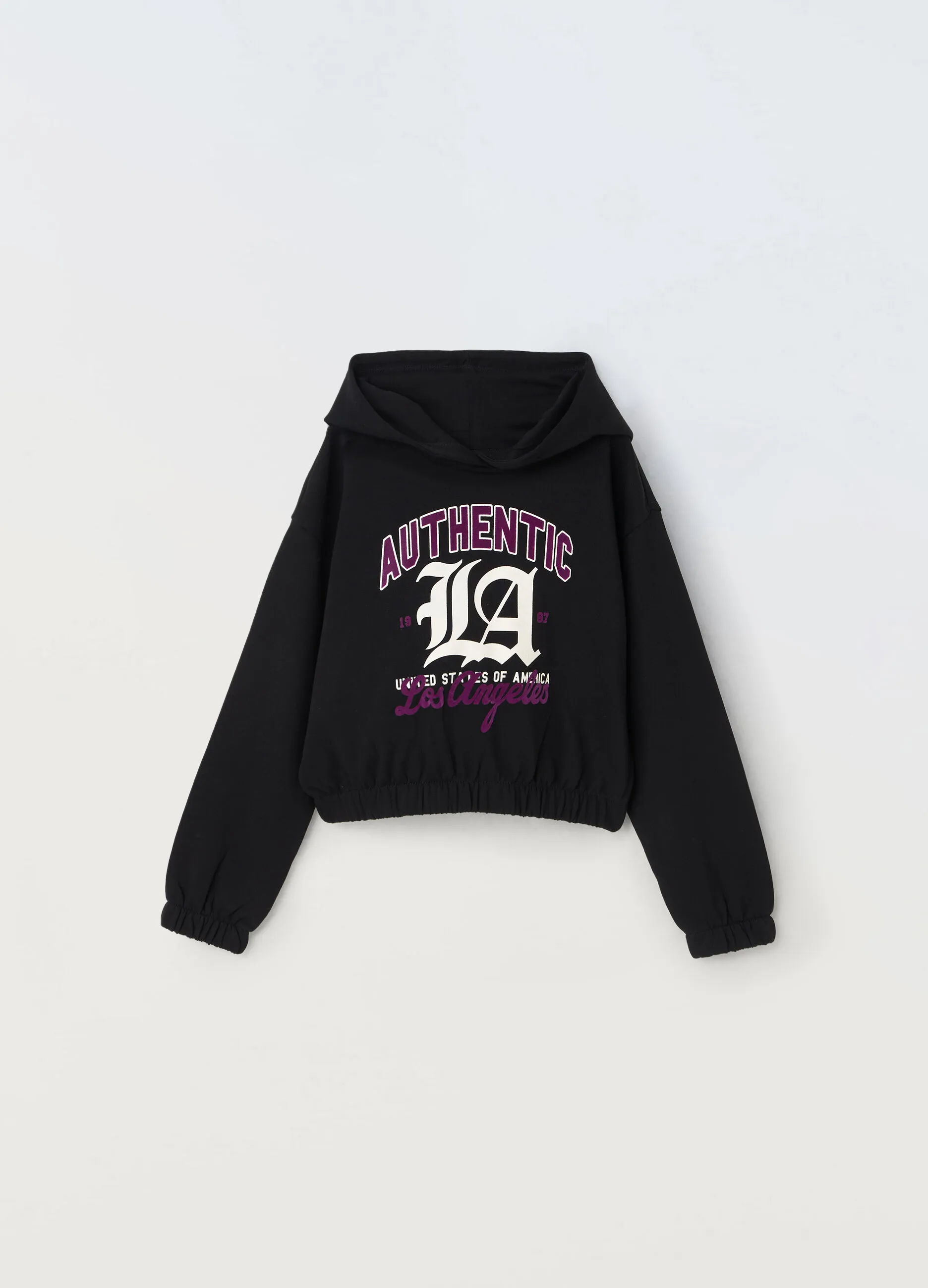 BLUKIDS  Felpa cropped con cappuccio in puro cotone ragazza