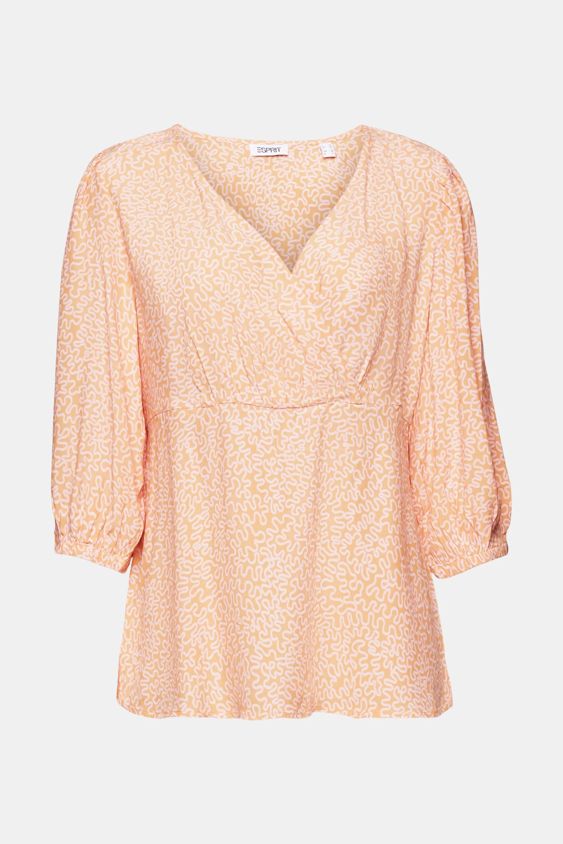 Blusa in crêpe con stampa e scollo a V