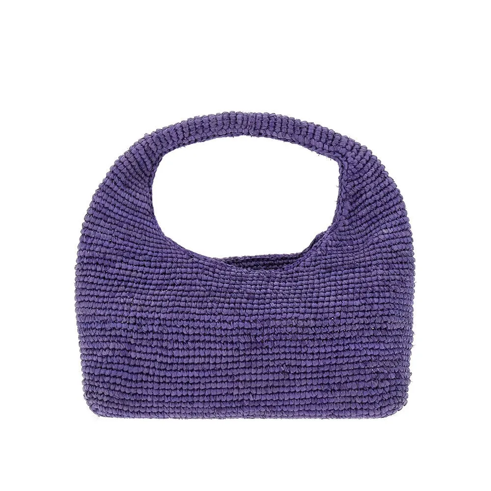 Borsa a mano Halfmoon in rafia