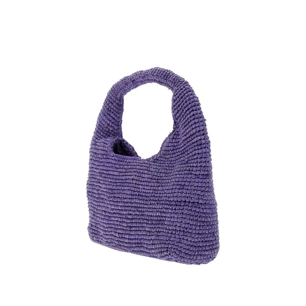 Borsa a mano Halfmoon in rafia