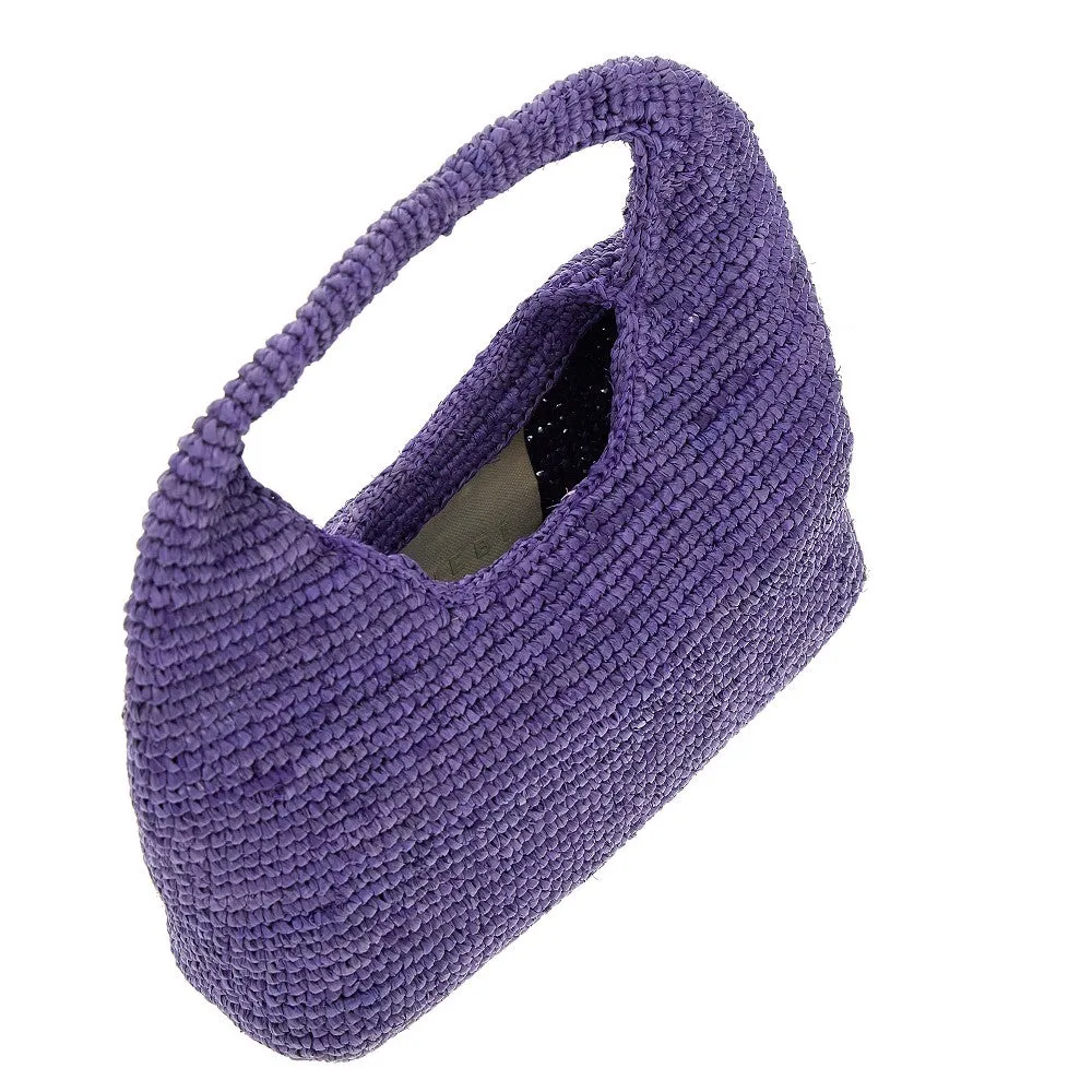 Borsa a mano Halfmoon in rafia