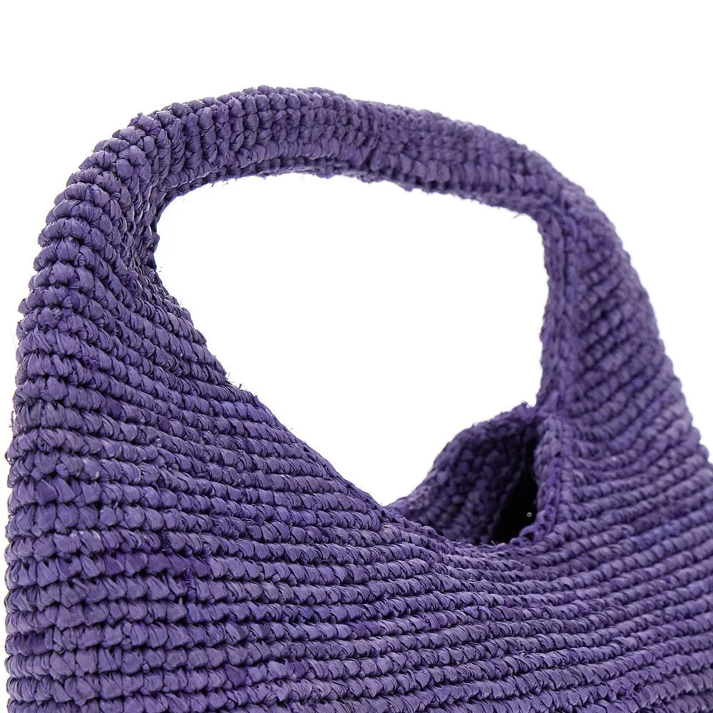 Borsa a mano Halfmoon in rafia
