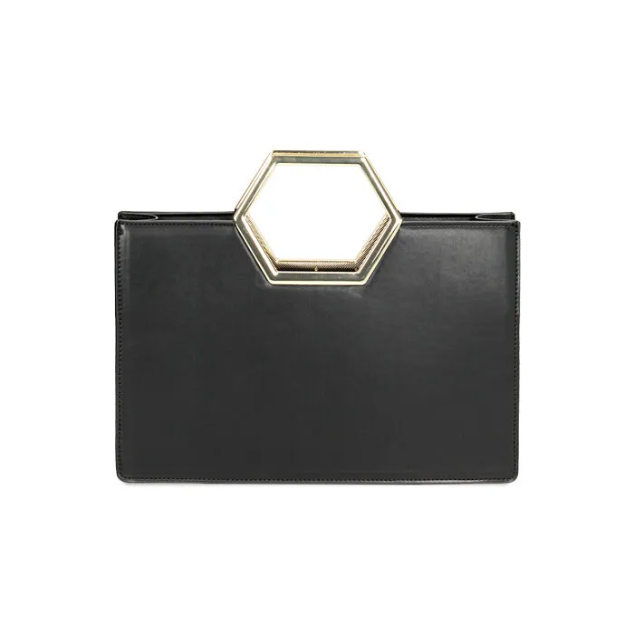 Borsa a mano nera squadrata