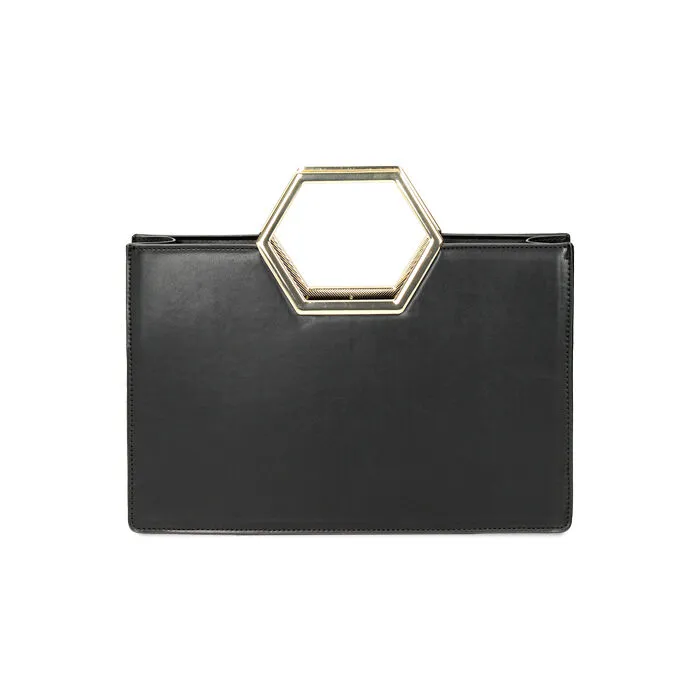 Borsa a mano nera squadrata
