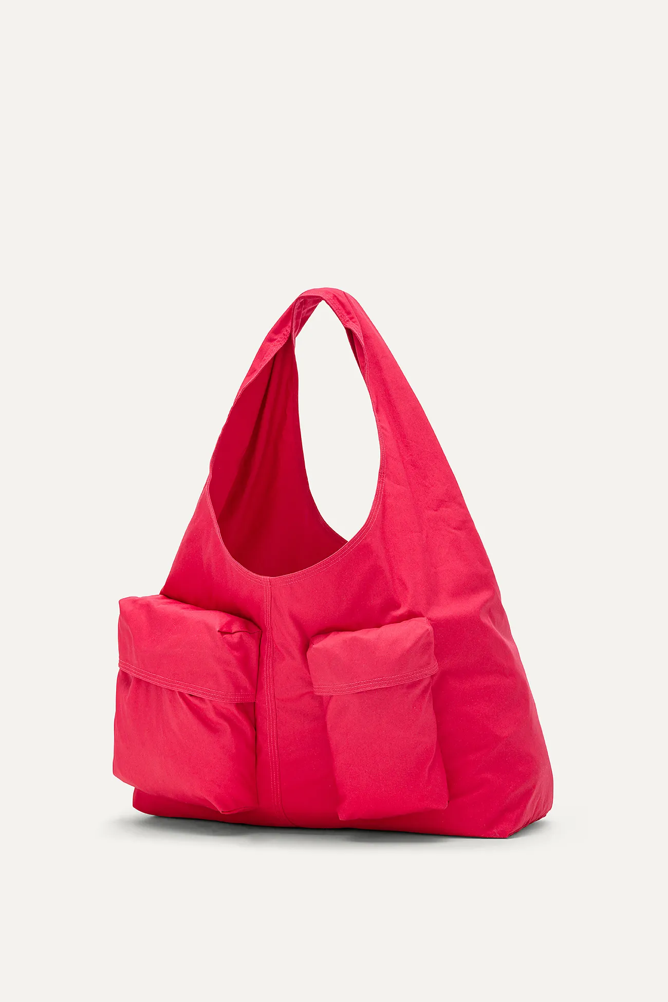 BORSA CON TASCHE IN GABARDINA DI COTONE 3085 - LAMPONE