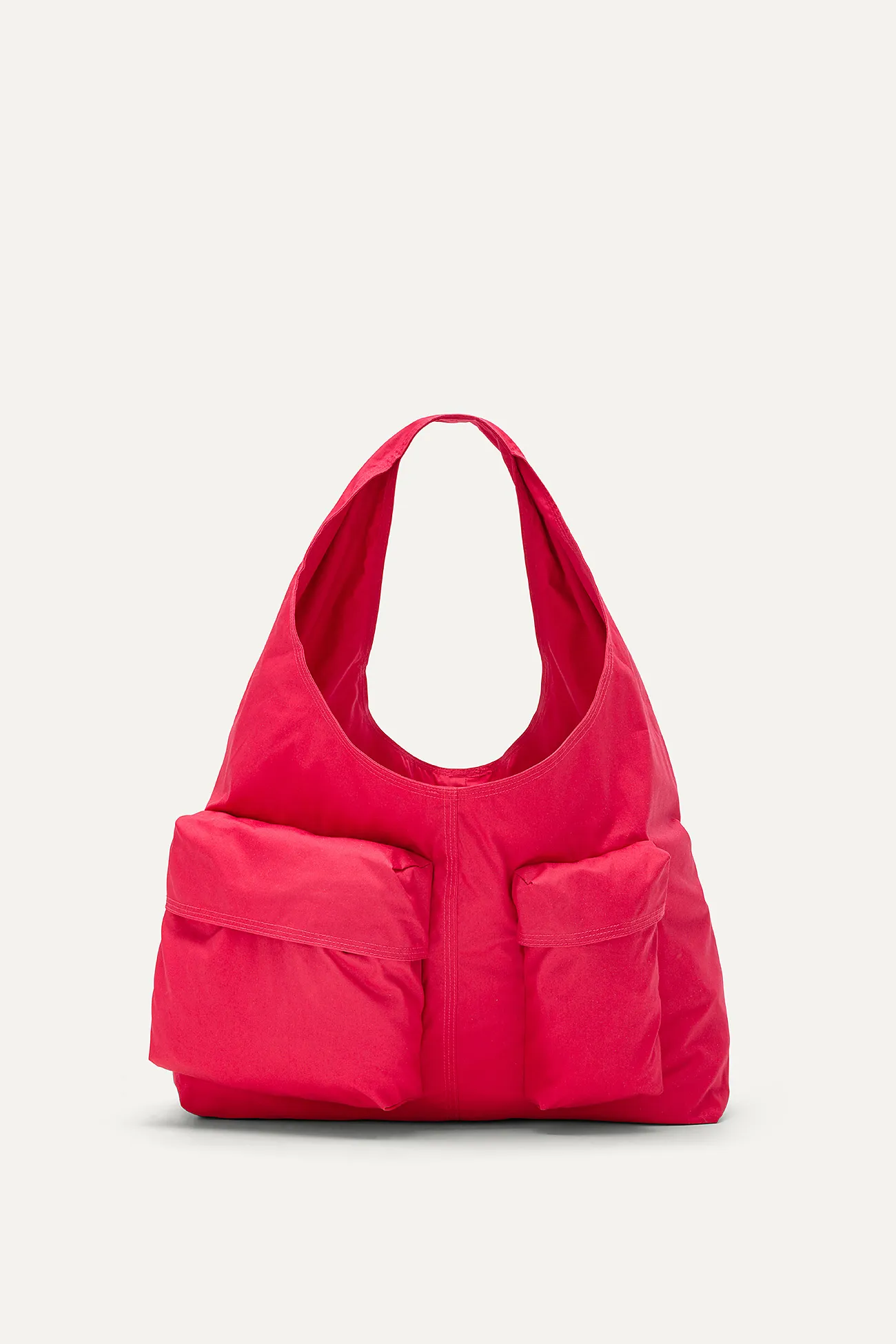 BORSA CON TASCHE IN GABARDINA DI COTONE 3085 - LAMPONE