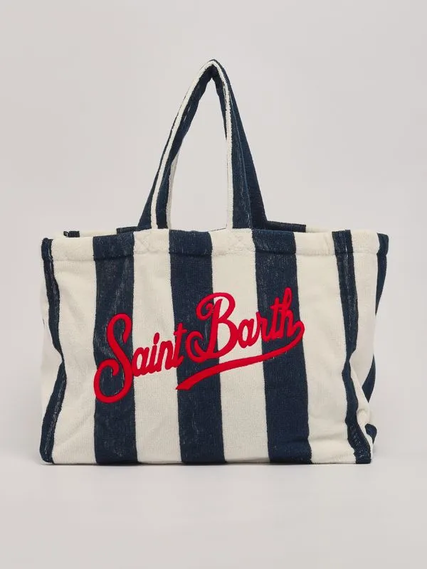 Borsa donna MC2 Saint Barth tote da spiaggia in spugna Bianco-Blu
