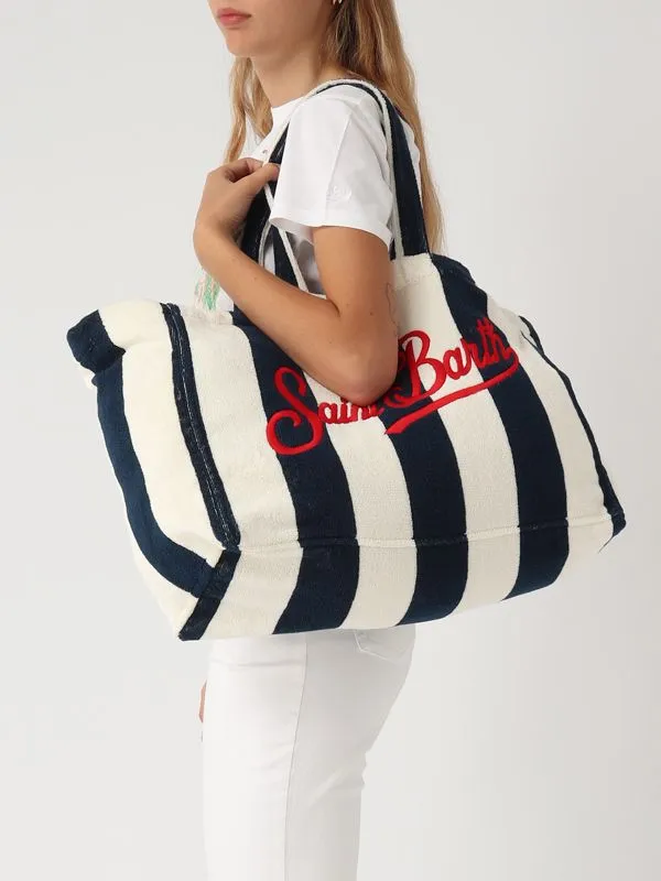 Borsa donna MC2 Saint Barth tote da spiaggia in spugna Bianco-Blu