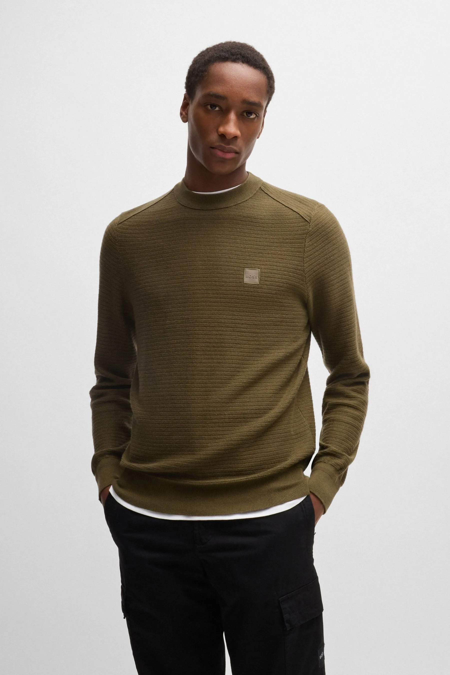 BOSS Kanovano Box Logo Maglione in misto cashmere    