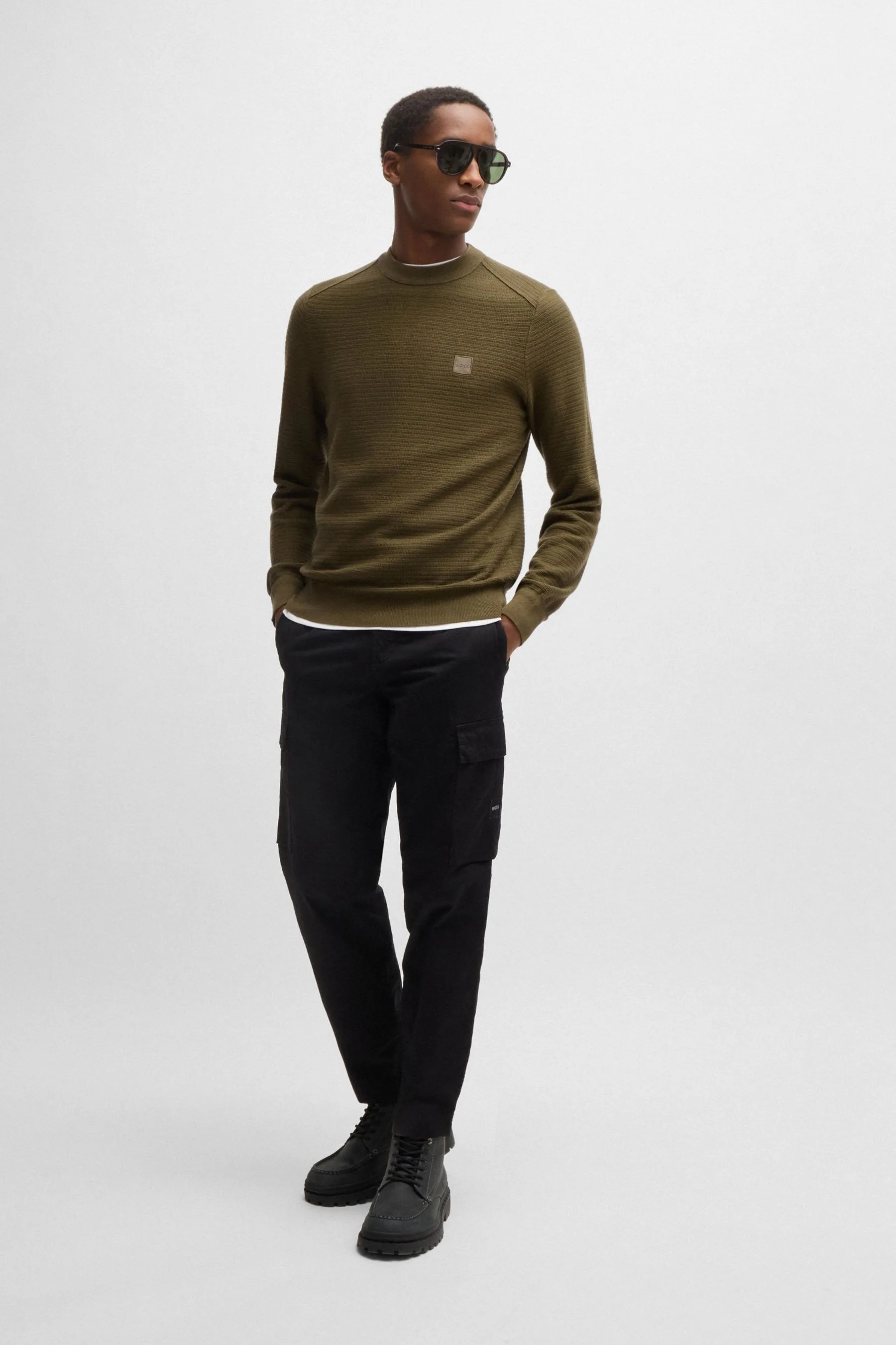 BOSS Kanovano Box Logo Maglione in misto cashmere    