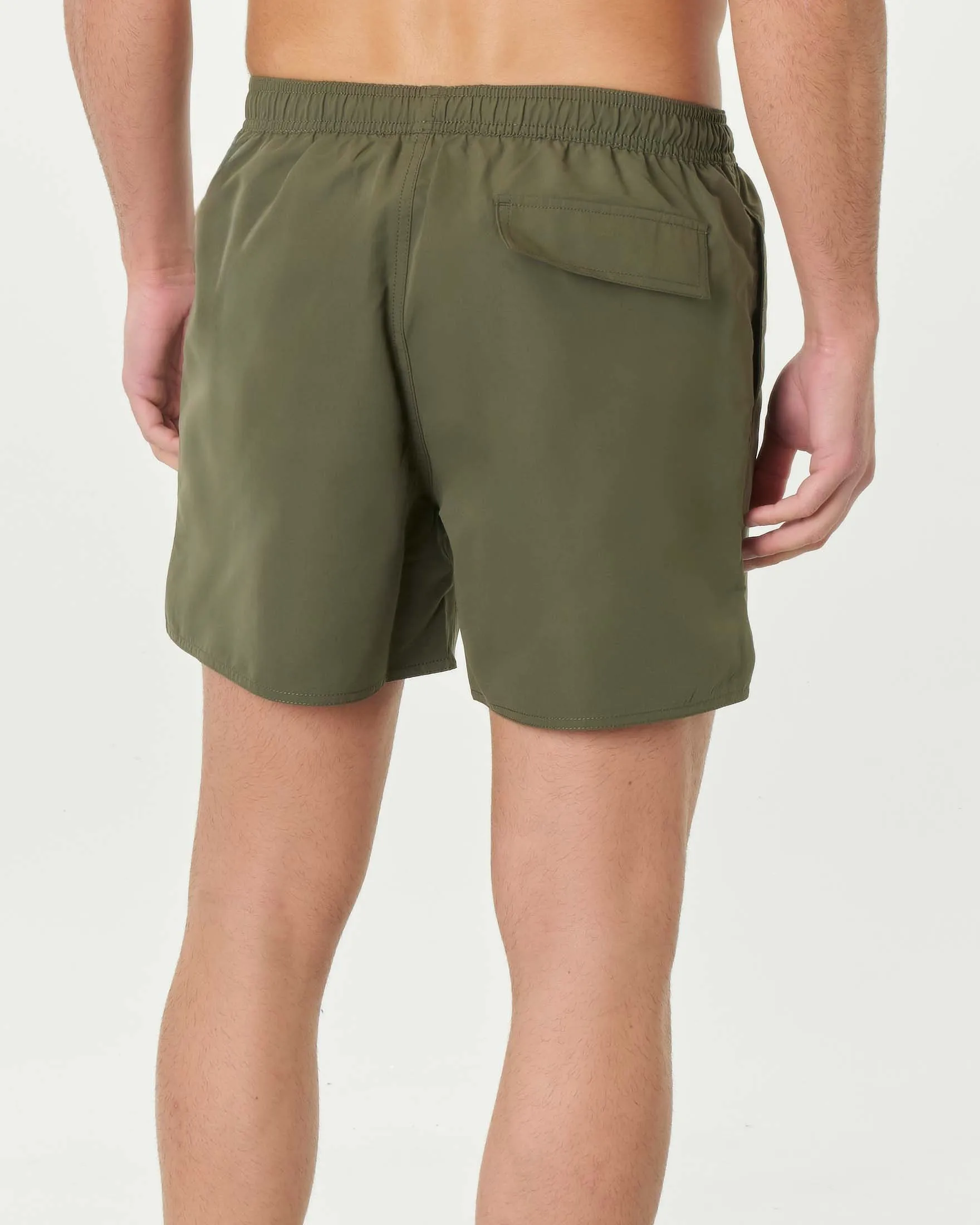 Boxer mare verde militare in microfibra con logo patch oro