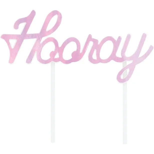 Cake topper Hooray rosa madreperla 15 cm